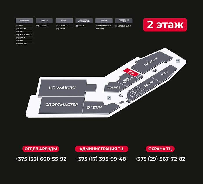 План второго этажа торгового центра Магнит